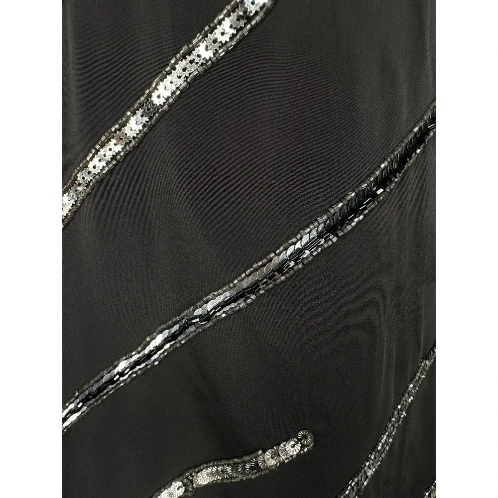 NEW Plenty Tracy Reese Anthropologie Womens Surplice Black Sequin Dress Petite P - Picture 3 of 5